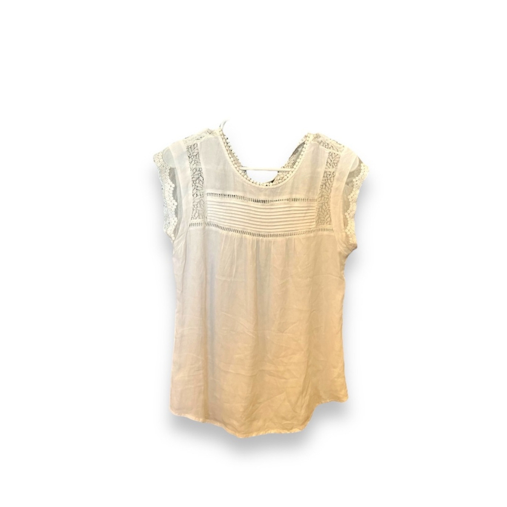 Women's Danielle Rain Top Cream Sheer Cup Sleeve M Dainty Features: Boho